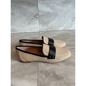 Kate Spade Women’s Marina Flats Straw Square Almond Toe Size 7B Black Tan